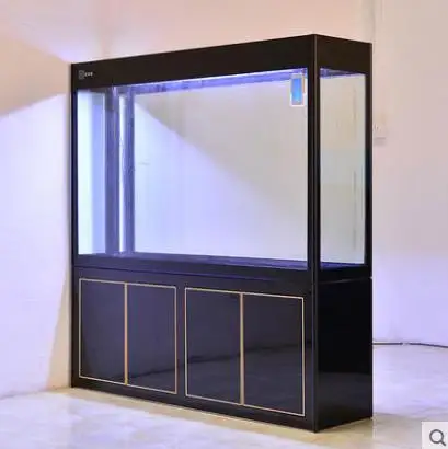 Customized large transparent cube Acrylic aquarium fish tank Glass Bullet front fish tank aquarium with bottom cabinet