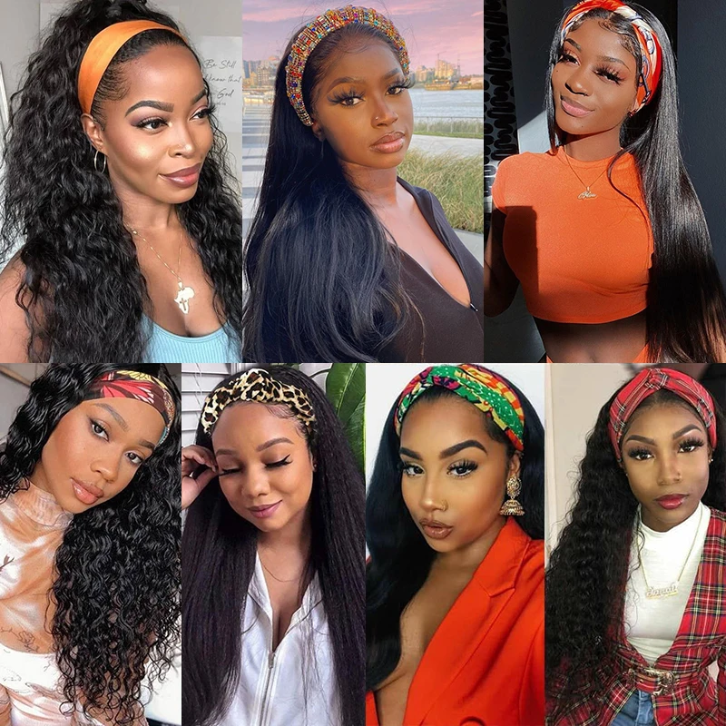 Vendor Cheap 100% Human Hair Headband Wig Natural Color Glueless Non Lace Human hair Headband Wig For Black Women Wholesale