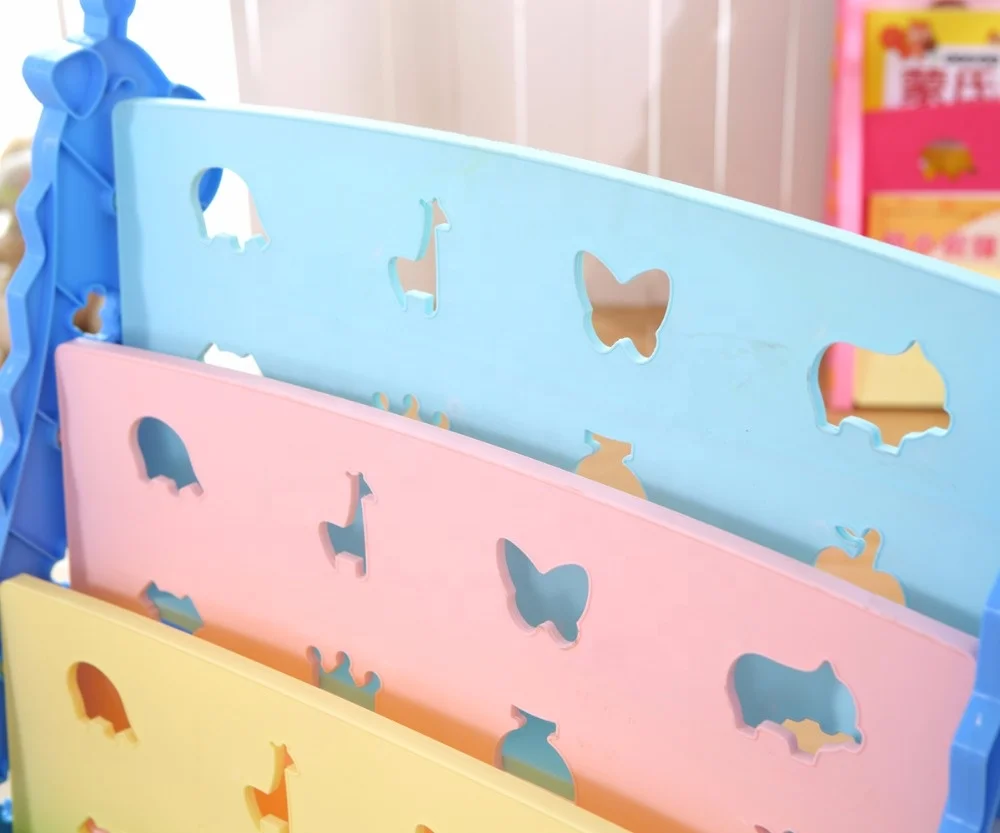 Hot Sale Good Quality Ladder Kindergarten Kids Bookshelf Plastic Bookcase