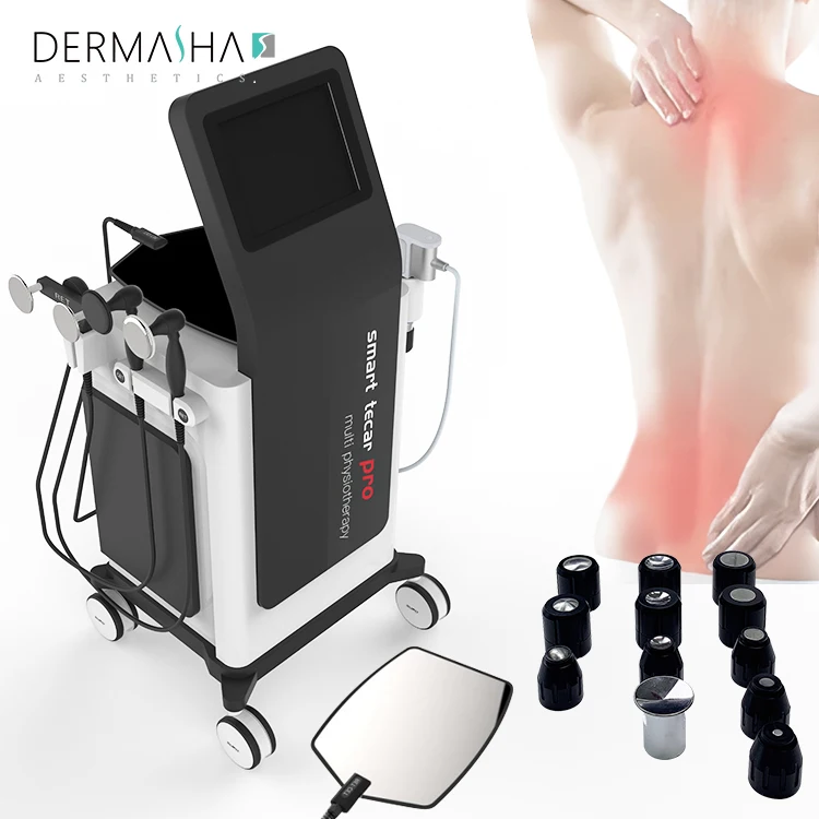 3 In 1 Back Knee Pain Relief Ems Rf CET RET Smart Tecar Wave Therapy Machine Tecar Ultrasound Therapy 3 Handles With Shockwave