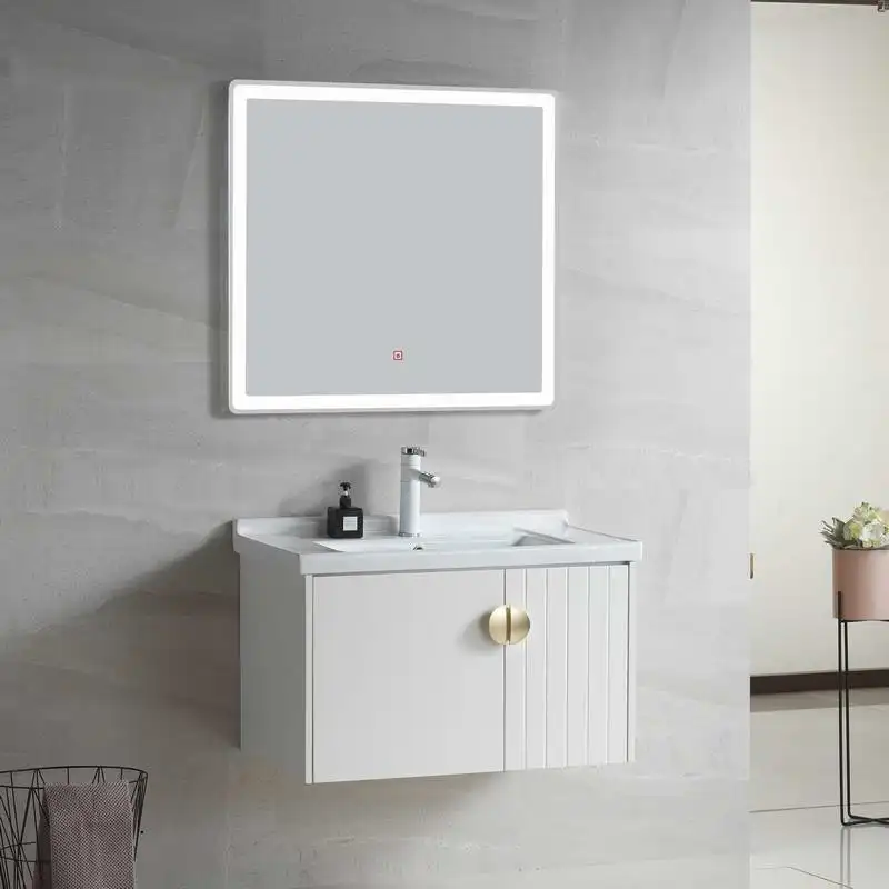 China factory wholesale bathroom complete PVC mirror sanitary ware cabinet