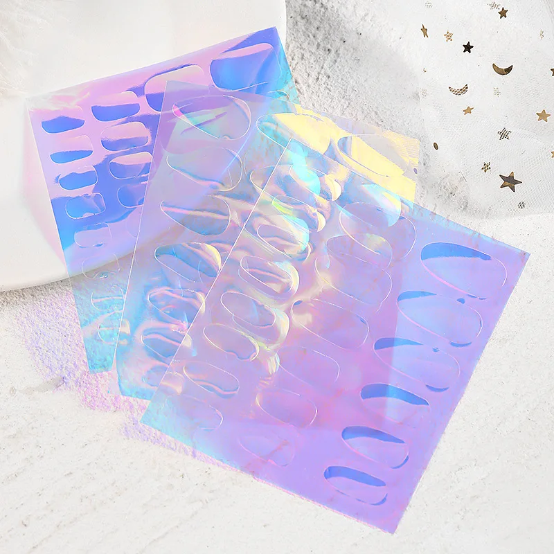Nail Art Aurora Ice Cube Cellophane Colorful Transfer Paper Laser Candy Paper  Model Nail Sticker 6 designs Self-Adhesive