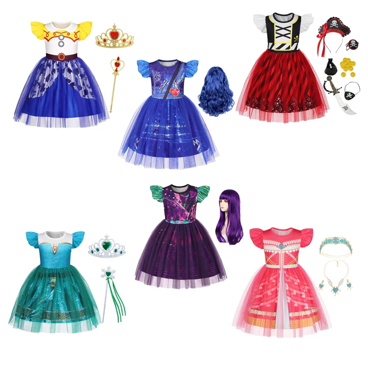 Halloween Kid Cosplay Descendants 3 Mal Classic Costume Girl Evie Cosplay Outfit Child Pirate Jasmine Melinda Jessie Fancy Dress