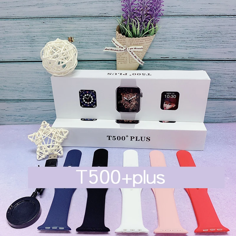  Креативные Смарт-часы T500 + plus watch 6 и смарт-браслет для подарочных сообщений уведомлений звонков