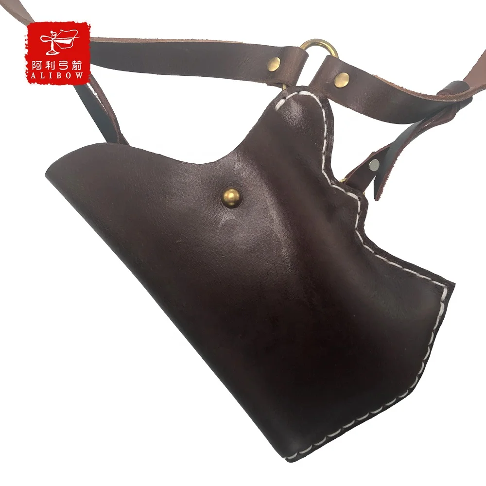 Alibow Archery Hunting Manchu Quiver Cow Leather Side  Hip Quiver for Horseback Shooting