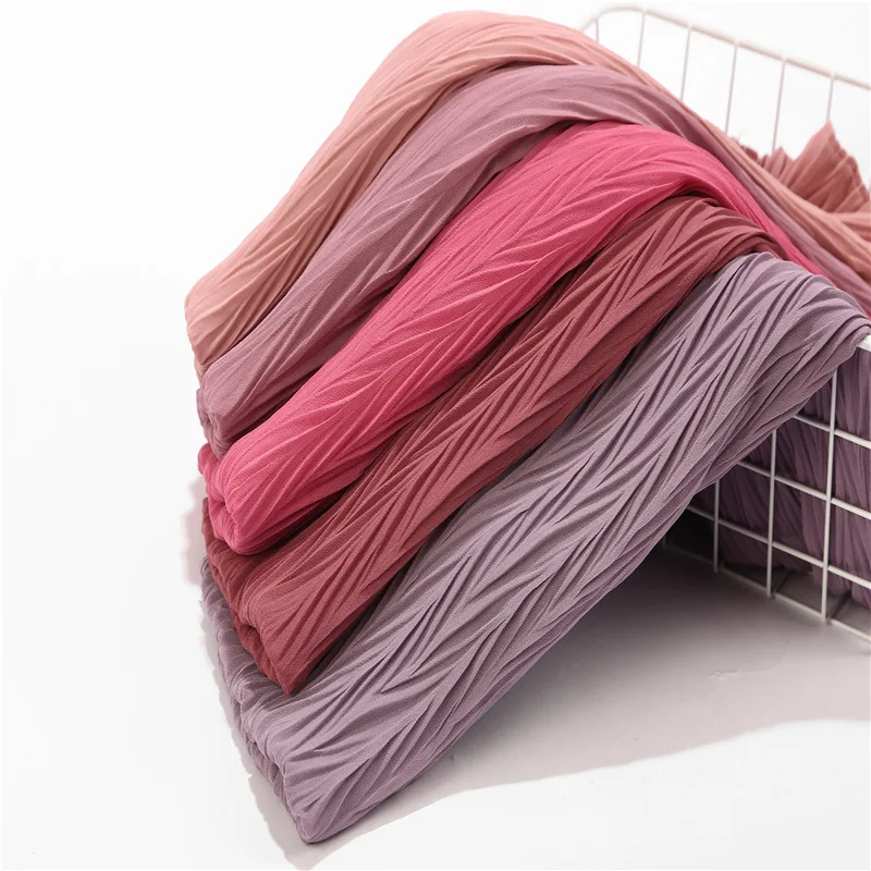 Pleated Women Wrinkle Chiffon Hijab Shawl Crinkle Muslim Turban Wraps Long Wrap Scarves