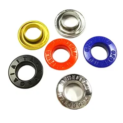 OEM 10mm carve engrave lettering print logo accessory iron alloy metal colorful black round eyelets rings for awning shoe