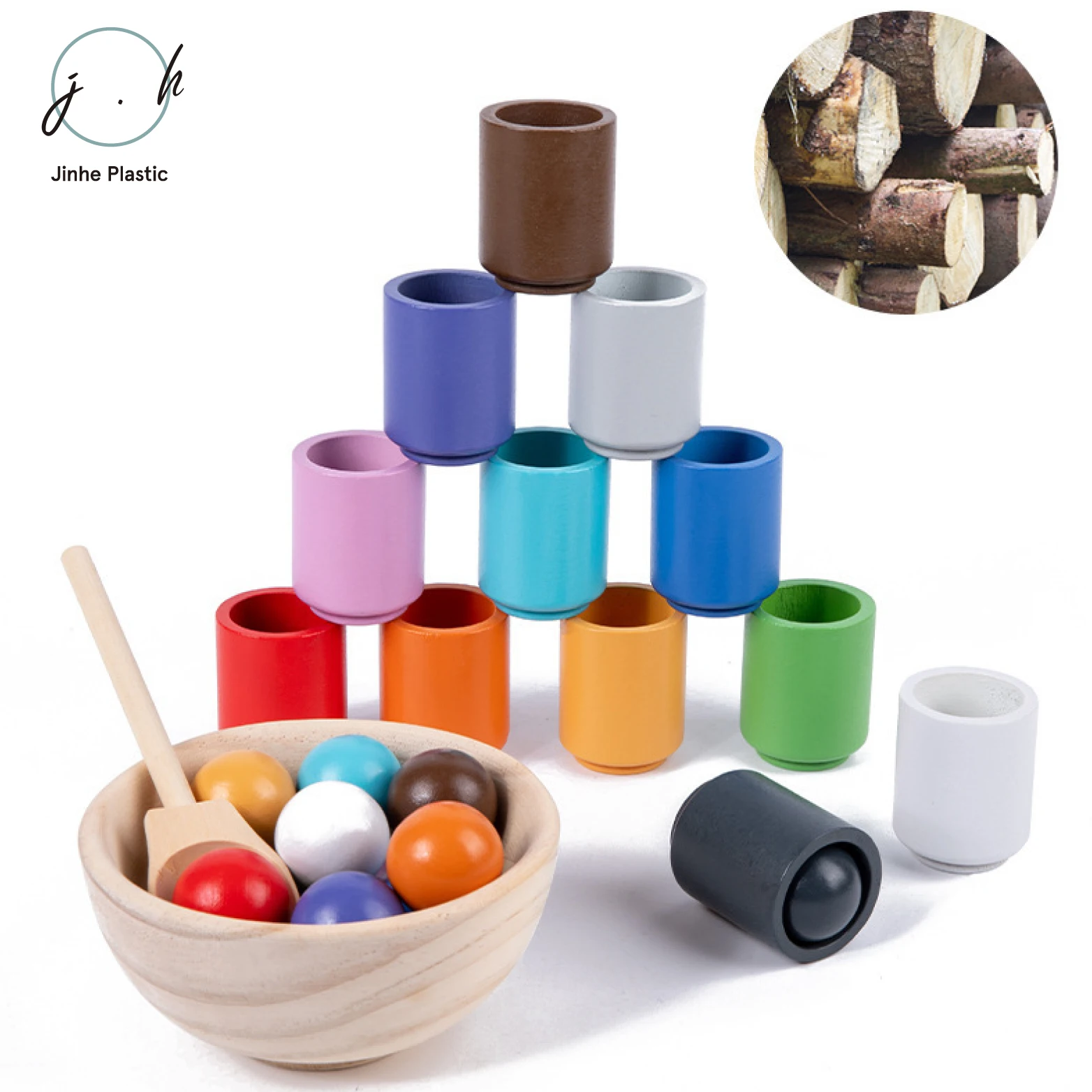 Balls Cups Wooden Sorter Game Sorting Counting Rainbow Toys Baby Preschool Learning Education Spielzeug Montessori Toy
