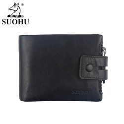 In Stock RFID Custom LOGO With Coin Pocket Black Portafoglio Wallet Bifold Slim Mens Luxury Leather Small Zipper Wallet Men
