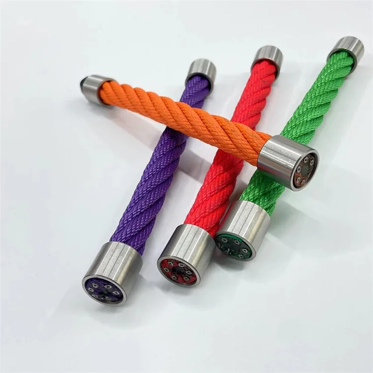 rainbow color nylon braided playground combination rope with steel wire