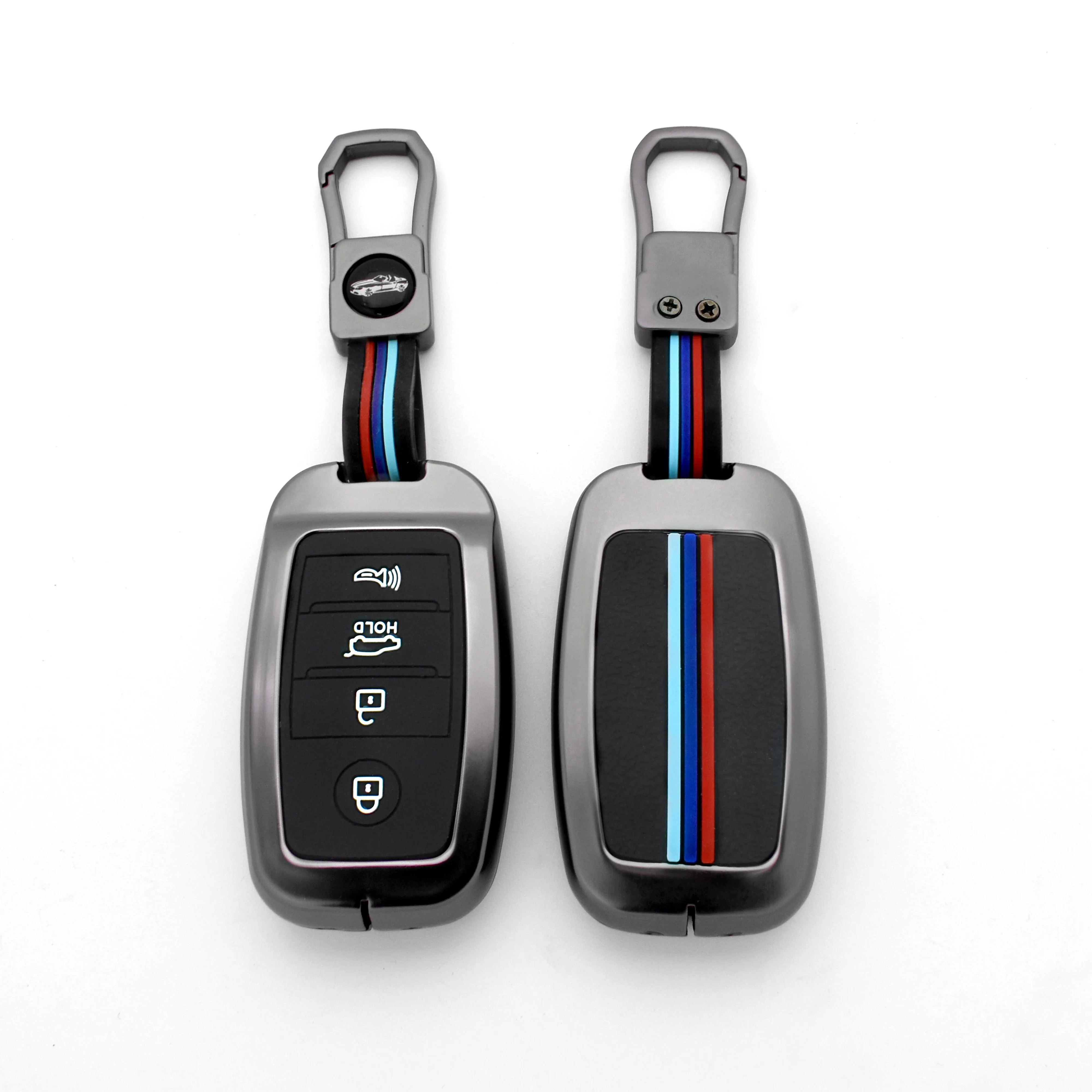 3/4 Buttons Hard Metal Remote Key Shell Zinc Alloy+Silicone Smart Car Key Cover Case Fit for Kia K2 K3 K4 K5 KX3 KX5 Sportage R