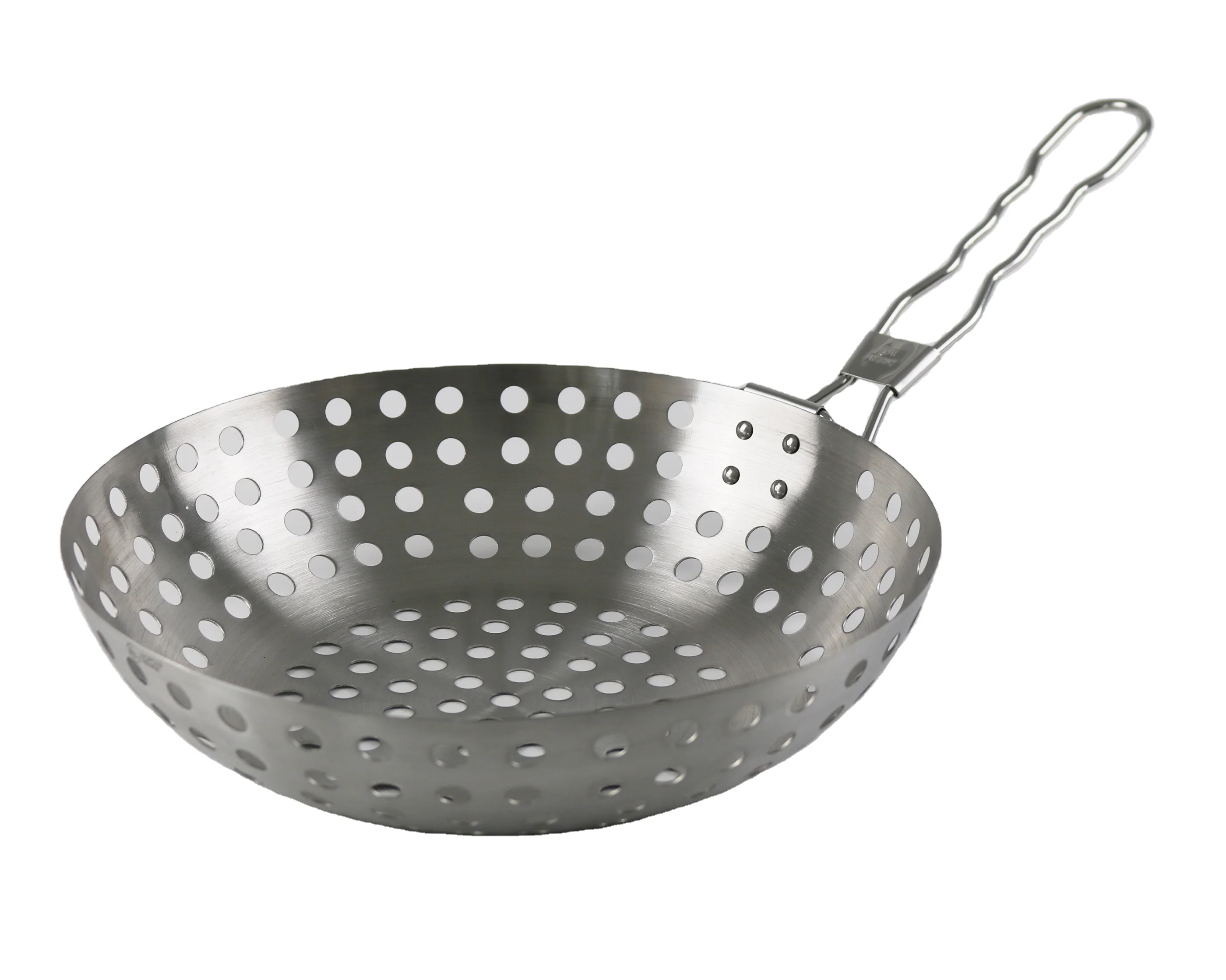 Nonstick Grill Pan With Holes Foldable Handle Frying Pan Camping Cookware Grill Basket Picnics BBQ Activities Hollow Skillet