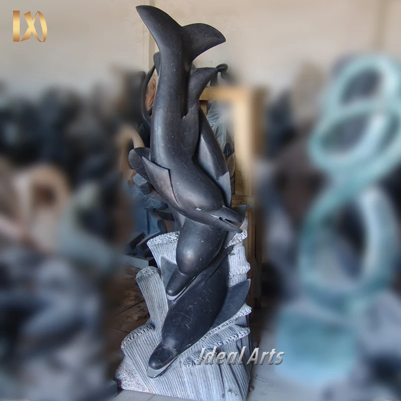 Индивидуальные наружные украшения сада Белый в натуральную величину мраморная статуя дельфина животного