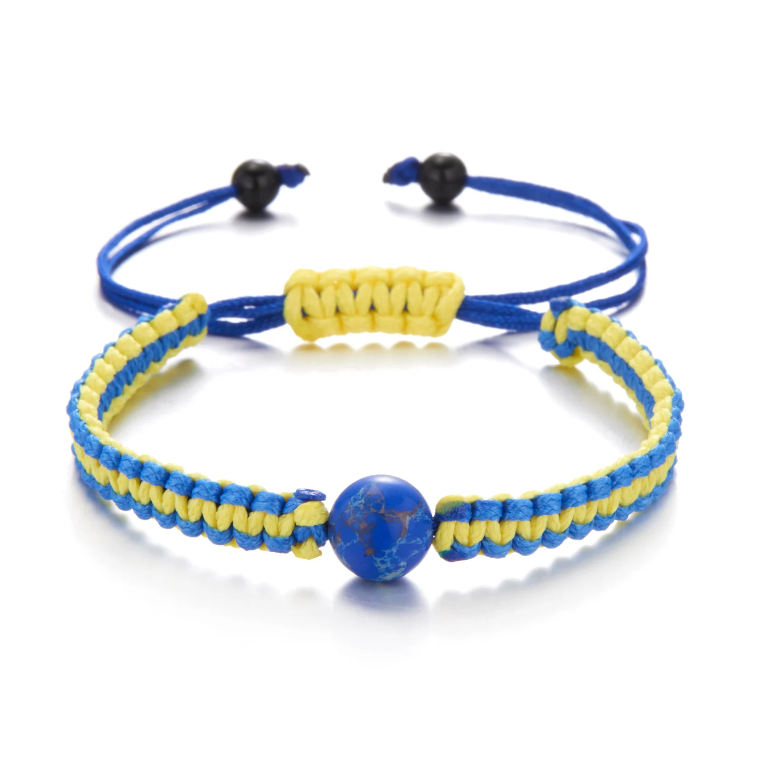 Ukraine Bracelet Blue Yellow Handmade Woven Braided Rope Ukranian Country Flag Bracelet Men Women Kids Wristband Cuff