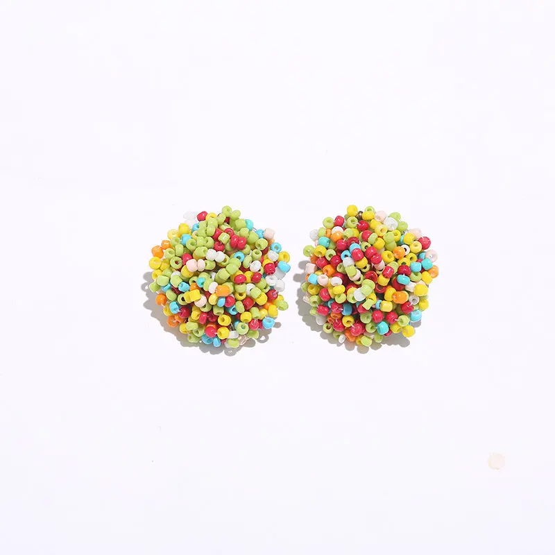 Smaller designs 15mm Custom making created pink cluster seedbead dome earring connectors rice seed bead stud earrings for women