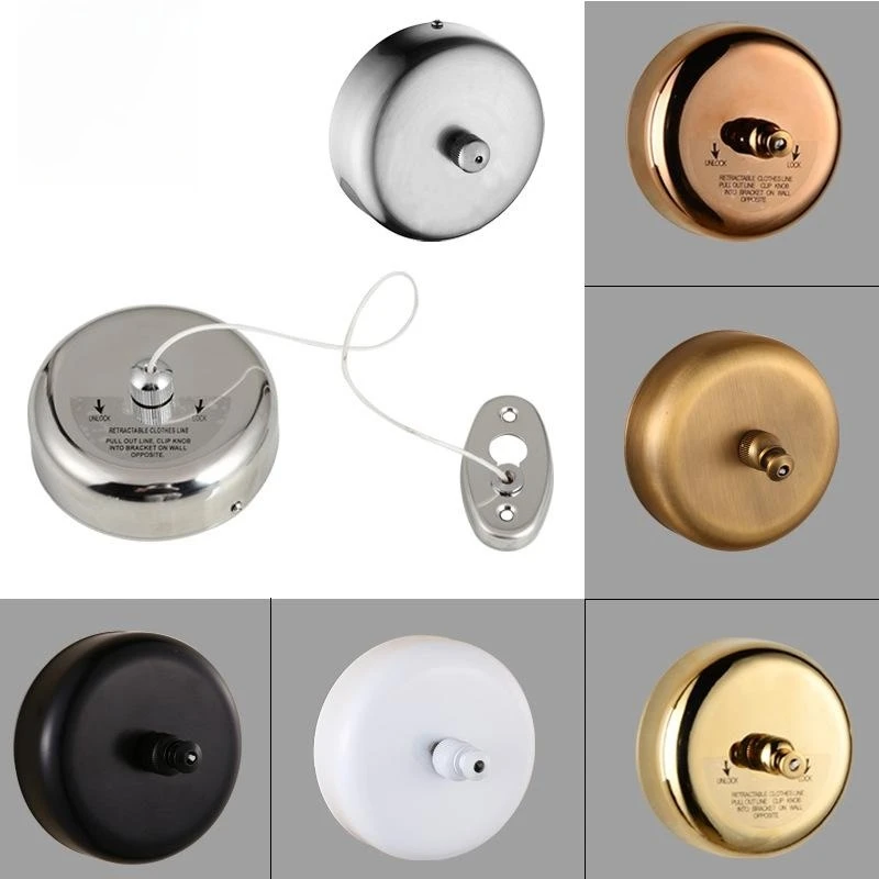 golden Stainless Steel Retractable Washing Line Indoor Outdoor Laundry Hanging Dryer Organizer Drying Hanger Rack Rope