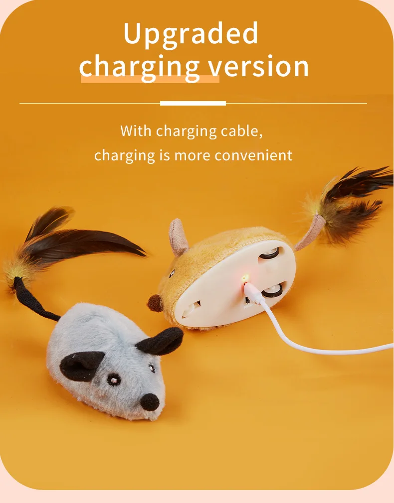 High Quality Pet Wireless Electric Simulation Mouse Toys Funny Interactive Pet Racer Hunt USB Charging Cat Mouse Toy for Cat