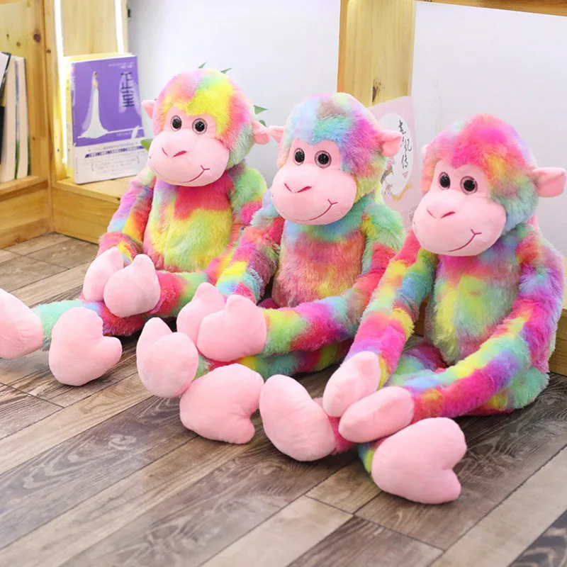 Custom Long Arms And Legs Soft Plush Monkey Rainbow Colour Toy Fashion  Stuffed Animal Plush  Wholesale Monkey