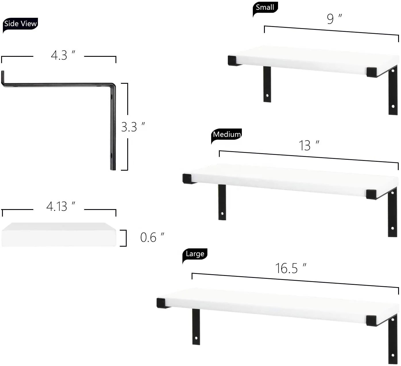
Floating Shelves White Set of 3, White Storage Shelves for Wall, Ledge Shelf Display Shelf Pefect as Bookshelves 