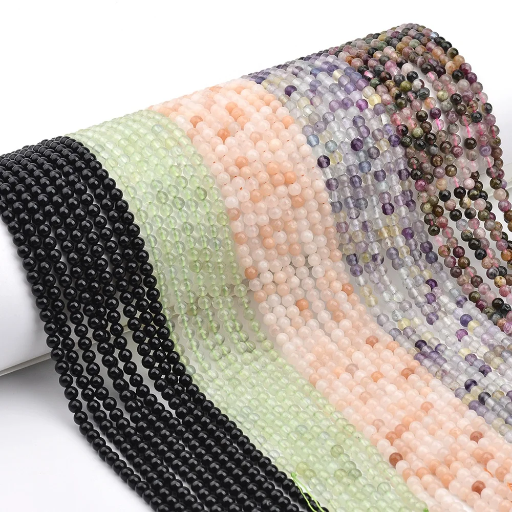 Wholesale High Quality 4mm Round Bead Natural Gemstone Stone  Bead Handmade Loose Strand Beads for Jewelry Bracelet Making