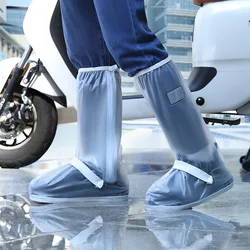 Ready Stock PVC Waterproof High Boots Anti Slip Reusable Overshoes With Reflector Rain Boots For Motorcycle