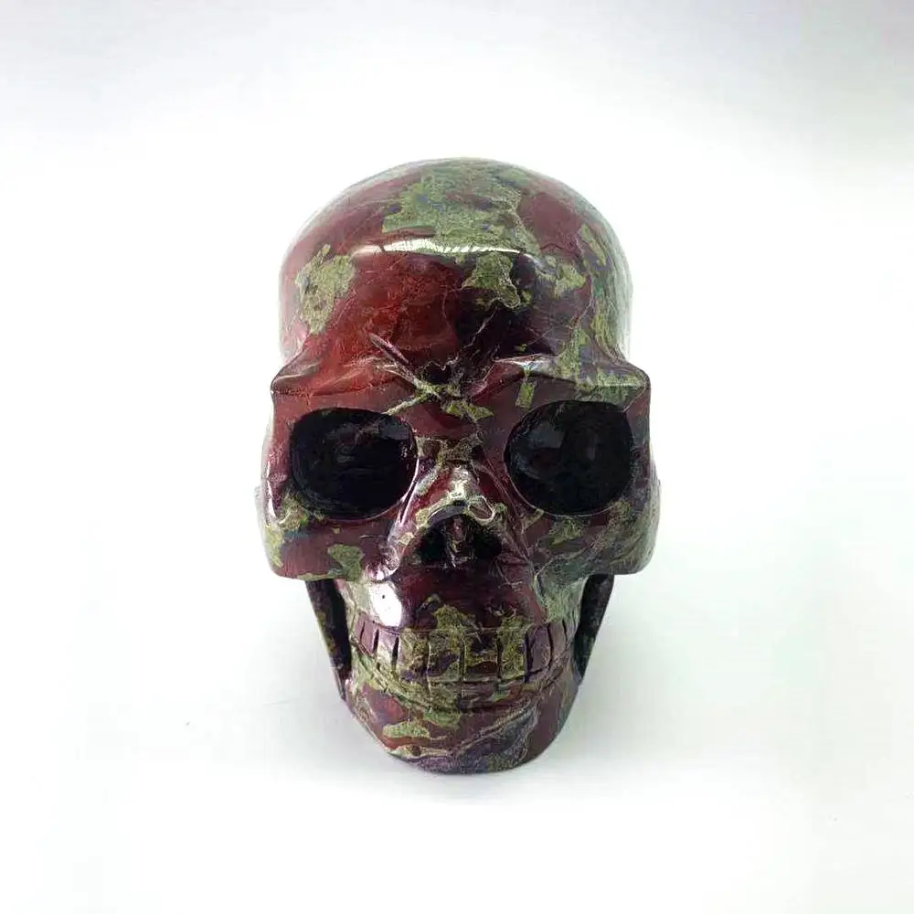 Оптовая продажа, натуральный ручная резьба, дракон, кровь, камень, черепа, Хрустальный ремесло, череп для украшения