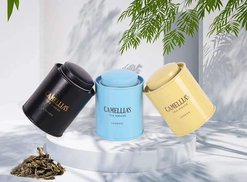 Customised empty round 10oz tea light tins case colored food grade biscuit black tea metal paint tin can printed