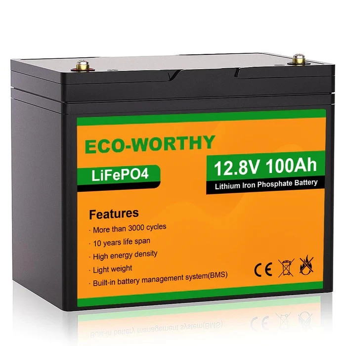 Eco-worthy 12V Lithium Battery Lifepo4 100AH Deep Cycle Battery RV Lithium Battery Marine Home Solar System Storage Off Grid