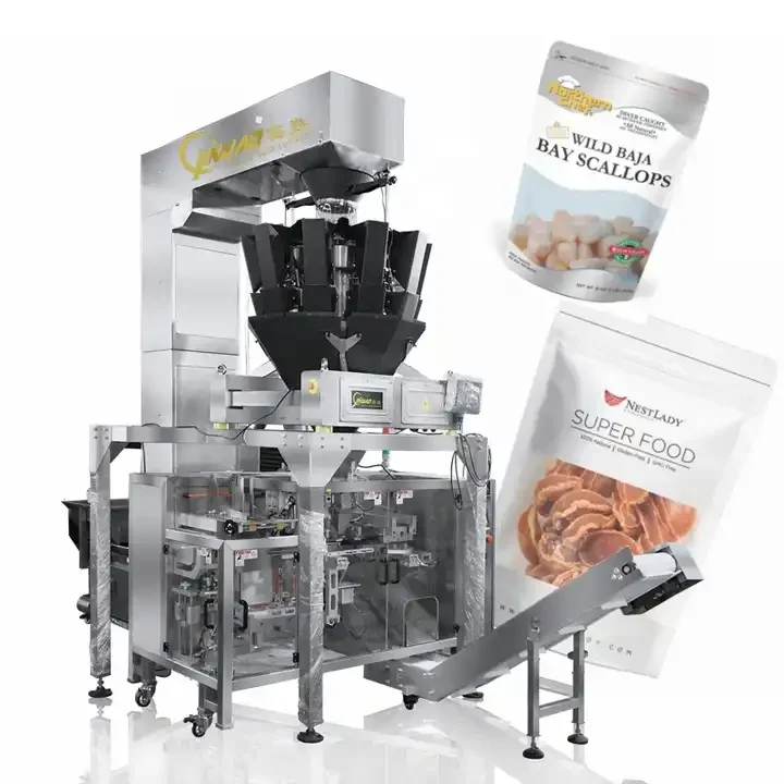 Full automatic sea food dried oysters dried abalone dried fish scallop weighing and vacuum doypack packing machine