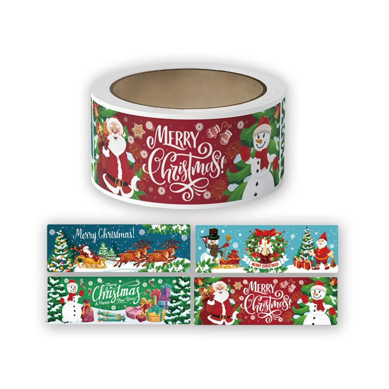 Custom Self-adhesive Wall Window Sticker Christmas Packaging Label Roll for Christmas Decoration