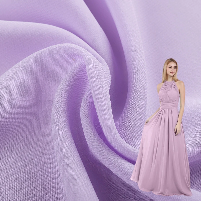 Factory Wholesale Hot Sale Dress Fabric Free Sample Soft Chiffon Fabric Roll Plain Chiffon Fabric
