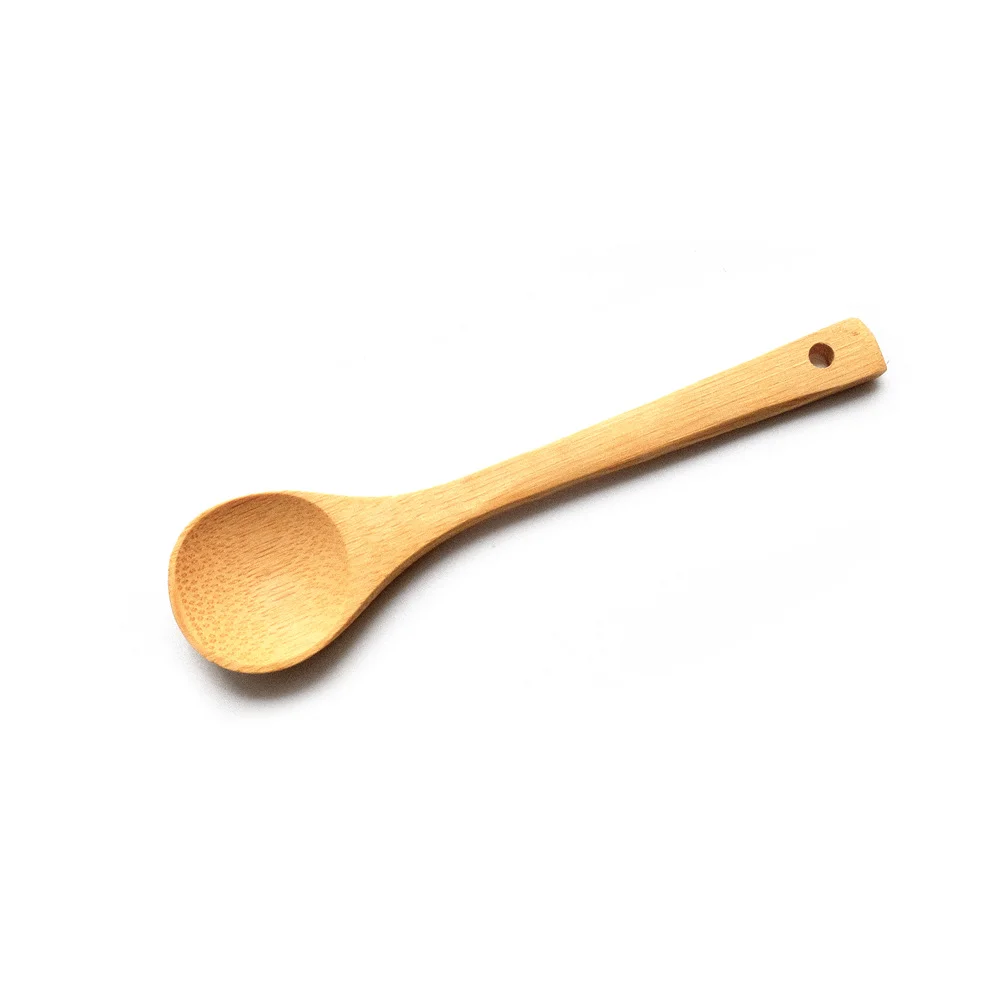 Kitchen Non Stick Resistance Bamboo Mixing Handcraft Spoon with Long Handle Biodegradable Beech Cooking Utensils Spoon