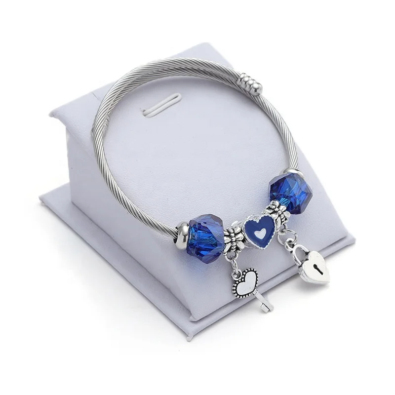 
SEPT Fashion Love Lock Key Pendant Bracelet For Women Crystal Beads Simple Jewelry Accessories 