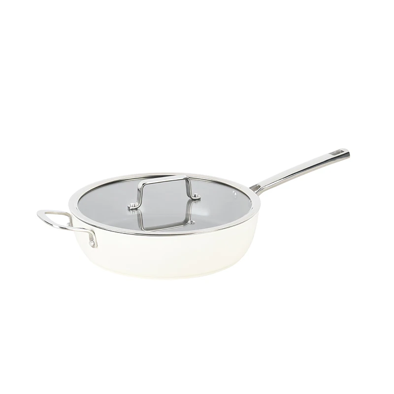 Zhongheng Aluminium Alloy Deep Frying Pan With Tempered Glass lid and Stainless steel handle