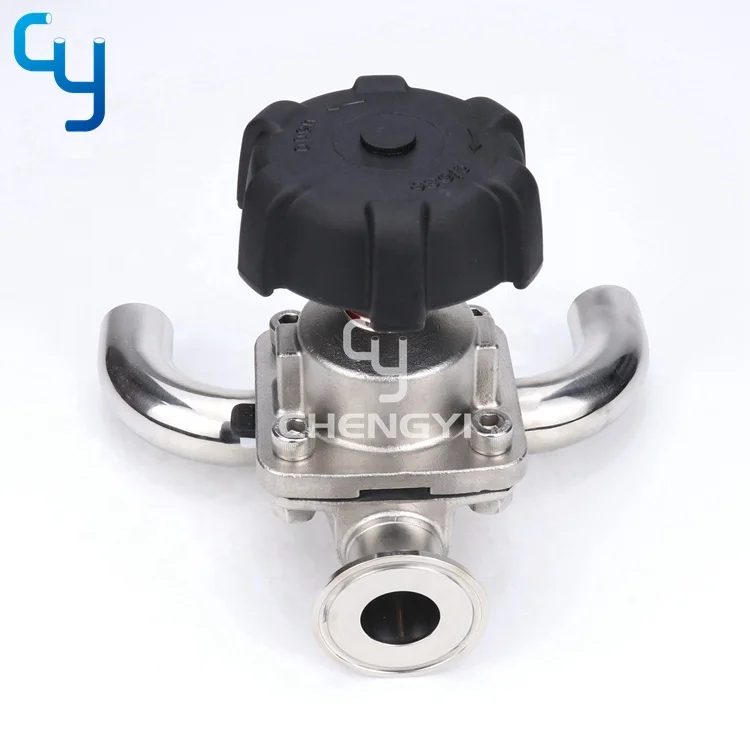 Sanitary stainless steel U type  3 way SS316L diaphragm valve