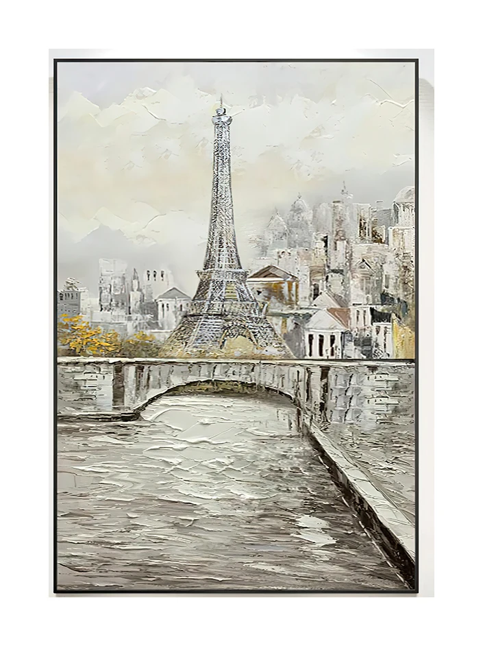 Modern Home Decoration Wall art Handpainted abstract textured painting street building canvas oil  factory custom