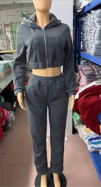 Spring Women Jogger Sweatshirt Two Piece Pants Set 2024 New Arrival Winter Sweatsuits Zipper Crop Hoodies And Trousers Set