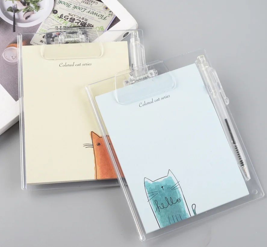 Simple Notebook Message Board Clip with Pen Convenient Stationery for Loose Leaf Note Taking