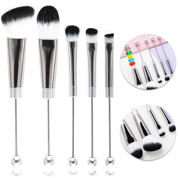 JH Metal Handle 5 In 1 Makeup Brush Sets 5 PCS Women Cosmetics DIY Beadable Brush Sets