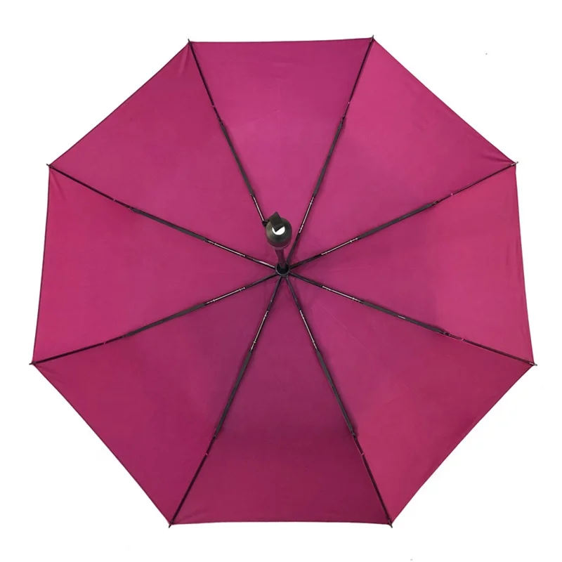Customise Small Travel Size Pink Color Automatic 3 Folding Rain Umbrellas with Logo Prints