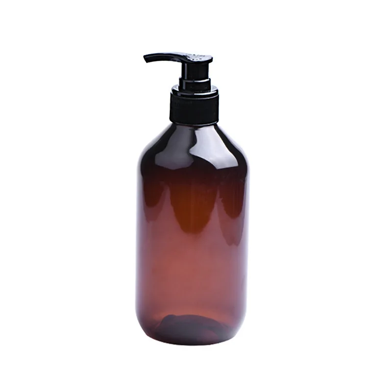 Custom 300ml 500ml Amber Green Transparent Black White Plastic PET Shampoo Bottle Hair Oil Bottle With Lotion Pump
