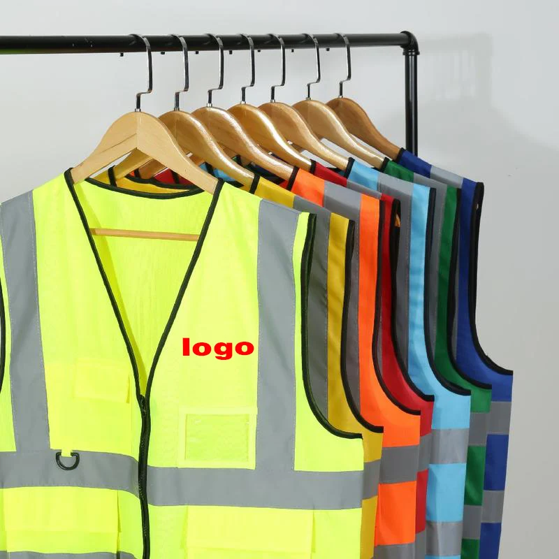 High Visibility Adjustable Safety Jacket Vest Mens Security Vest Traffic Reflective Polyester Led Vest With Custom Logo