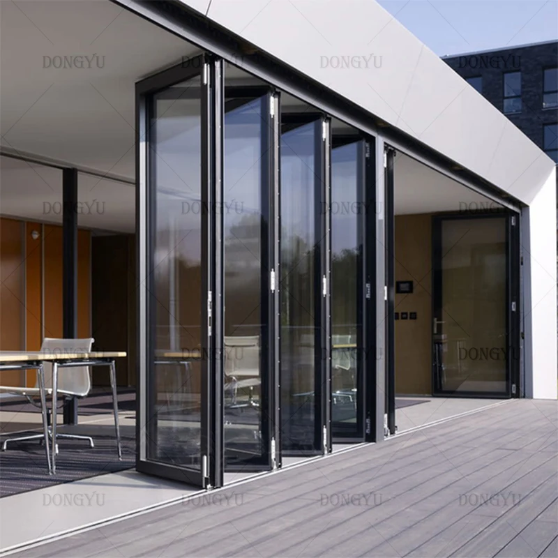 High Quality Folding Door Exterior Portable Soundproof Balcony Glass Aluminum Bi Fold Door With Plexi glass For House