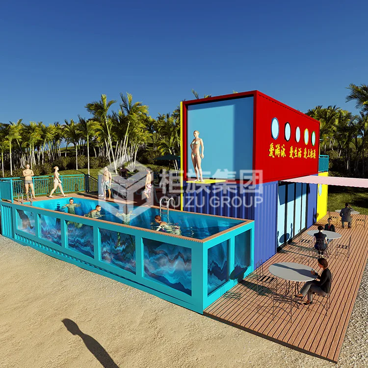 Custom double layer 20ft 40ft sea swimming container pool