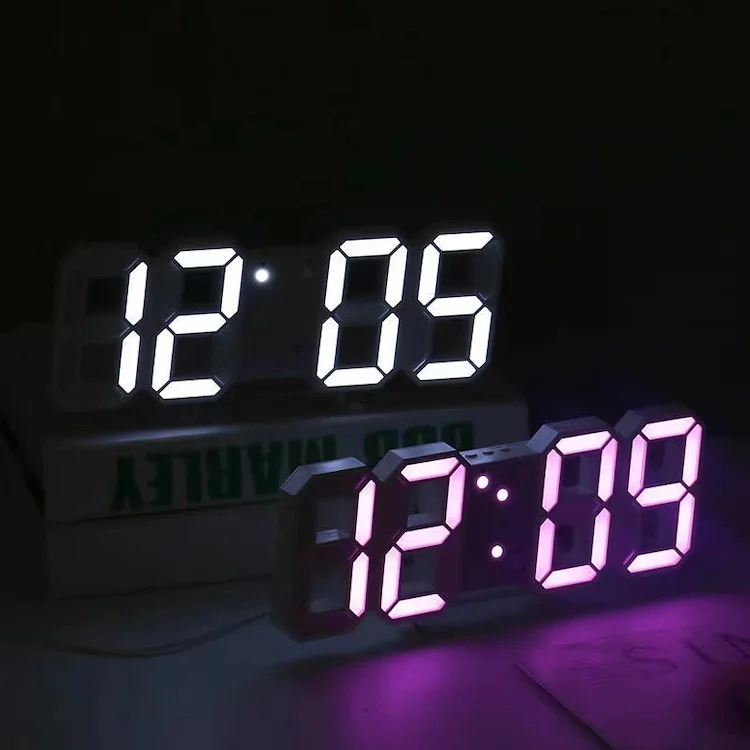 3d Led Настольная лампа Настенные часы с цифровым таймером ночная будильник для склада офиса гостиной 12/24 часа в сутки