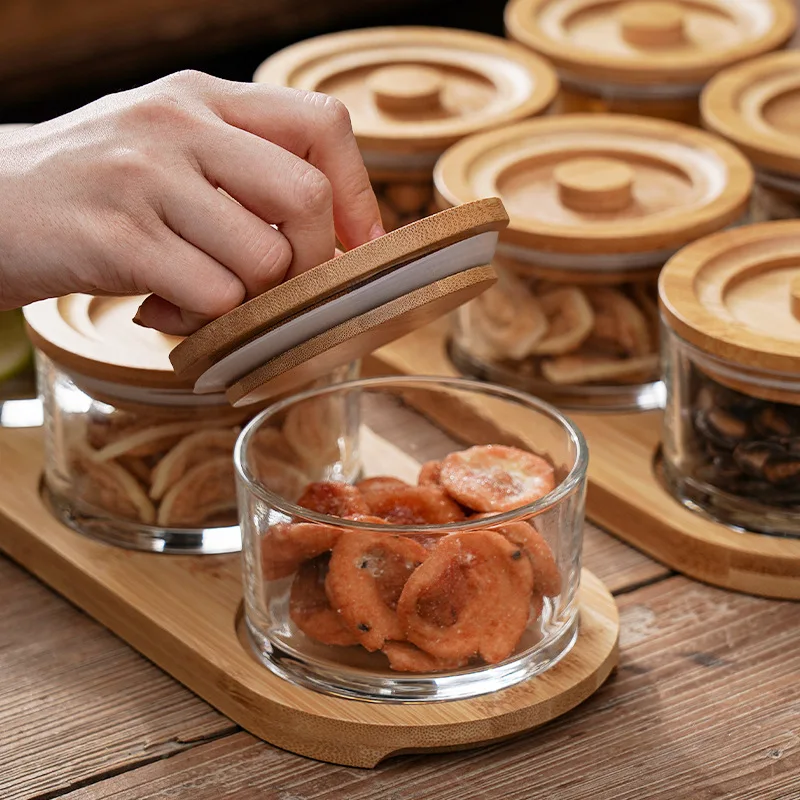 Tea table room fruit melon seeds snacks placed compartment fruit plate with lid sealed moisture-proof tea sealed jar fruit plate