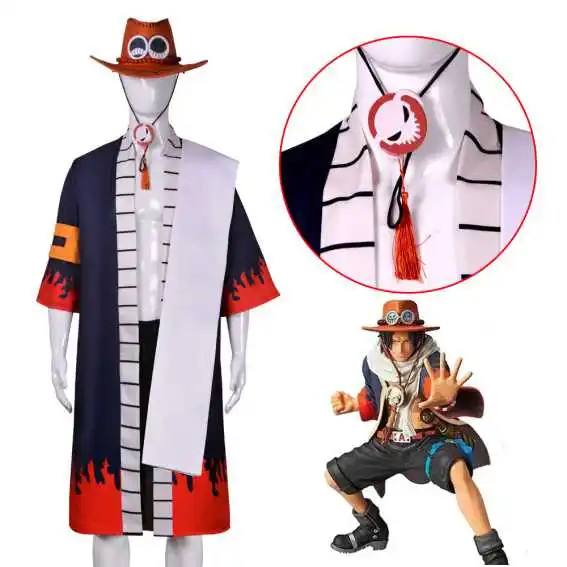 New Portgas D Ace Cosplay Costume Anime Character Uniform Halloween Carnival Costume for Adult Coat Shorts Hat Suit one piece