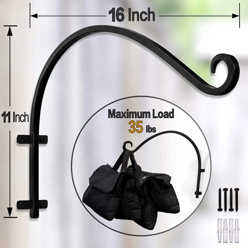 Wholesale Black Metal Frame Flower Basket Outdoor Wall Mounted Garden Supplies Flower Basket Hanger