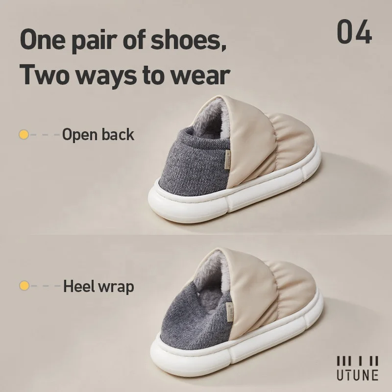 UTUNE Wholesale Men Slippers Winter Warm Shoes Waterproof EVA Thick-soled Home Fashion Style Outdoor Slippers Shoes For Men