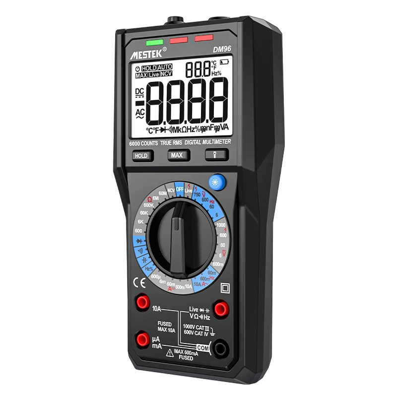 DM96 Digital Multimeter Small Pocket Counts AC/DC Volt Amp Ohm Diode Continuity Tester Ammeter Voltmeter Multimeter